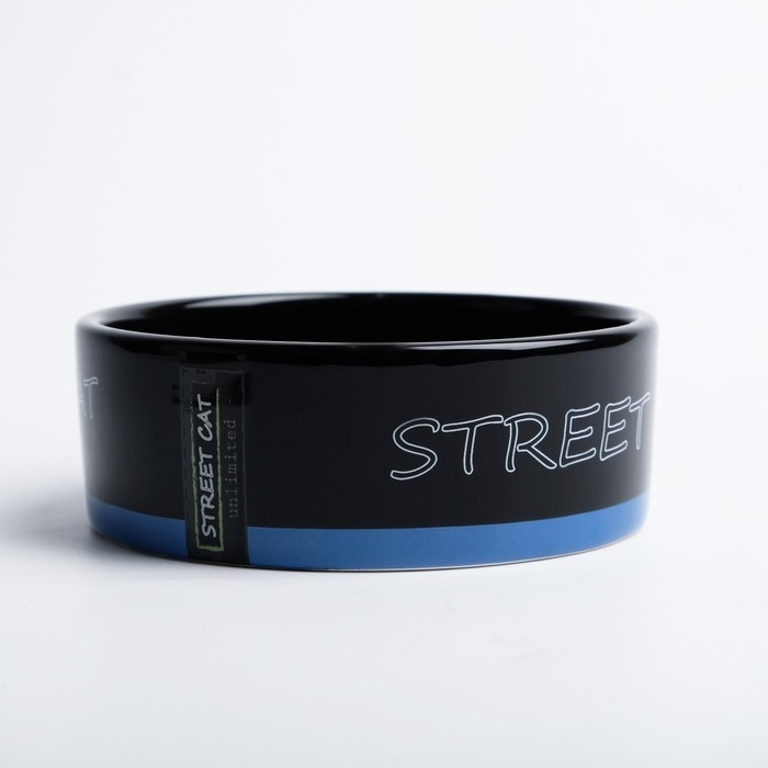 Миска керамическая Миска керамическая "Черный кот" 300 мл 12,5 х 4,5 см, черно-синяя