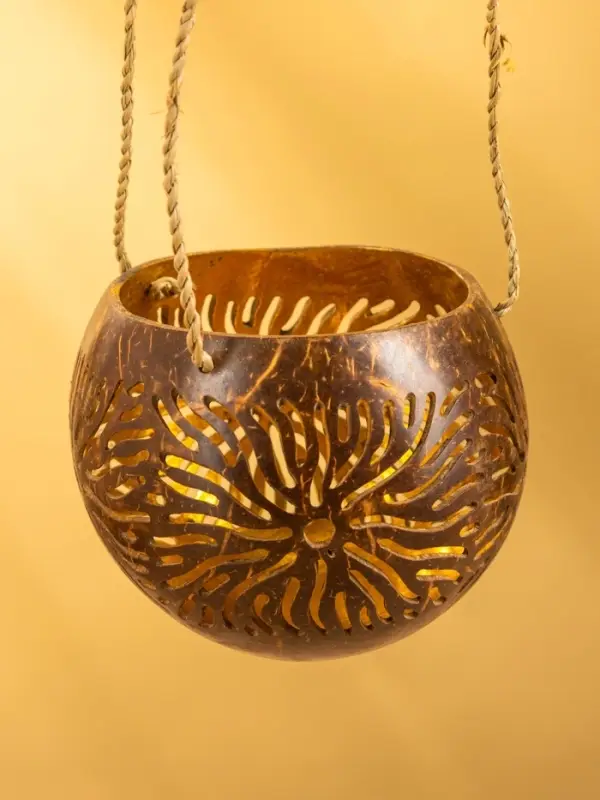 Подсвечник подвесной из кокоса, 9-12 см, коричневый Подсвечник подвесной из кокоса, 9-12 см, коричневый