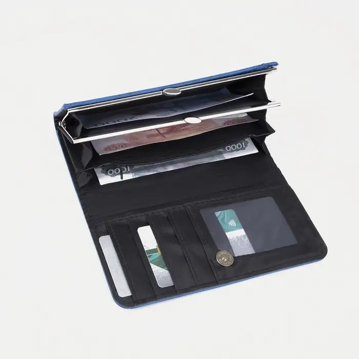 Кошелёк женский на магните, цвет синий