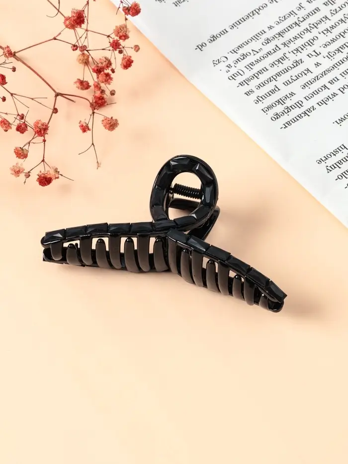 Крабик для волос &laquo;Кэрол&raquo;, петелька, 11&times;4 см, чёрный