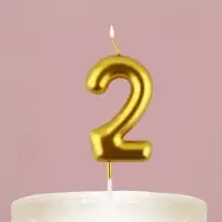 Свеча для торта, цифра «2», золото, 9,5 х 4 см