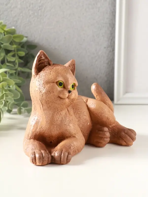 Фигурка гипс &laquo;Кошка лежит&raquo;, 13&times;17&times;12 см, рыжий