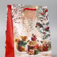 Пакет подарочный новогодний ламинированный, «Зверята ждут Новый Год » , 18×10×22.3 см Пакет подарочный новогодний ламинированный, «Зверята ждут Новый Год » , 18×10×22.3 см