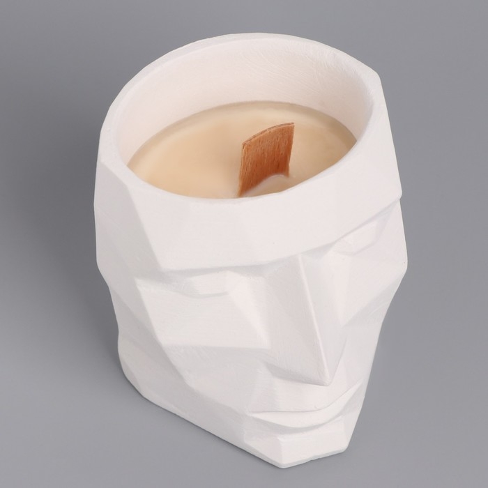 Свеча из соевого воска в кашпо «Геометрическая голова», 9×7.5 см, белая Свеча из соевого воска в кашпо «Геометрическая голова», 9×7.5 см, белая