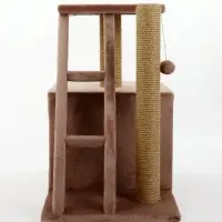 Домик для кошек с когтеточкой &laquo;Домосед&raquo;, 60&times;35&times;56 с, с лестницей и площадкой, цвет капучино