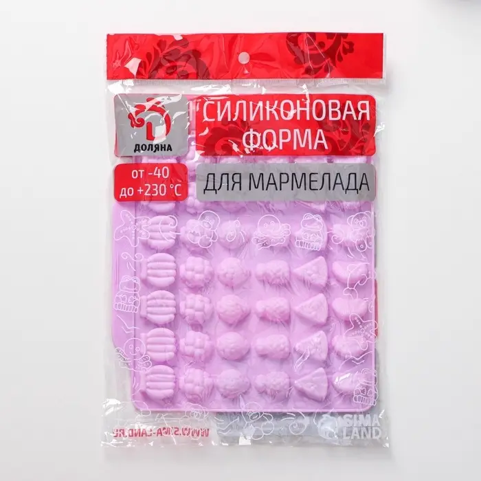 Форма для мармелада Доляна &laquo;Фруктовый бум&raquo;, силикон, 18.5&times;17.5 см, 42 ячейки (2.2&times;2.2 см), розовая