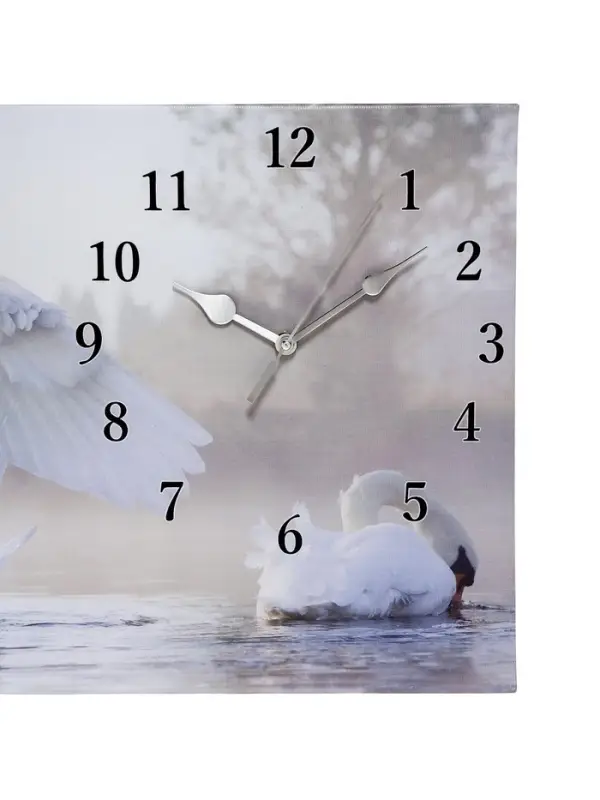 Часы-картина настенные, на холсте, интерьерные, бесшумные &laquo;Белый лебедь&raquo;, 40&times;76 см
