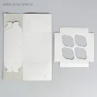 Упаковка для капкейков на 4 шт., без окна, белая 16×16×10 см