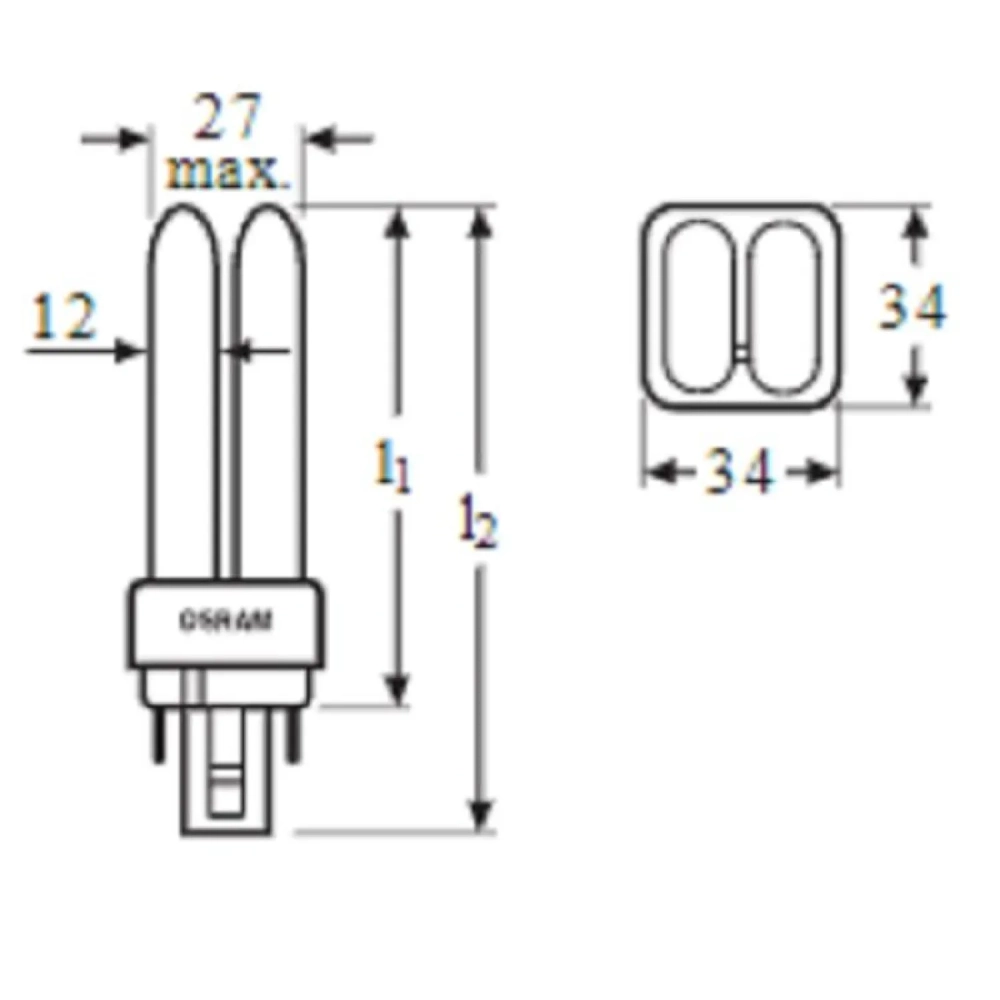 Лампа люминесцентная КЛЛ. OSRAM CFL DULUX D/E 26W/840 G24Q-3 122453