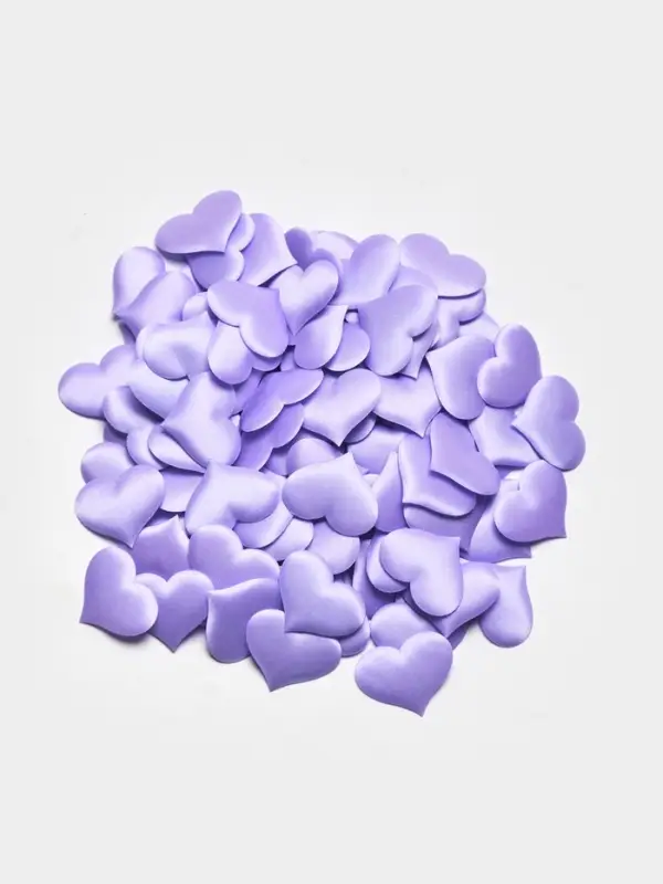 Сердечки декоративные атласные 3.5 см, сиреневые, 100 штук