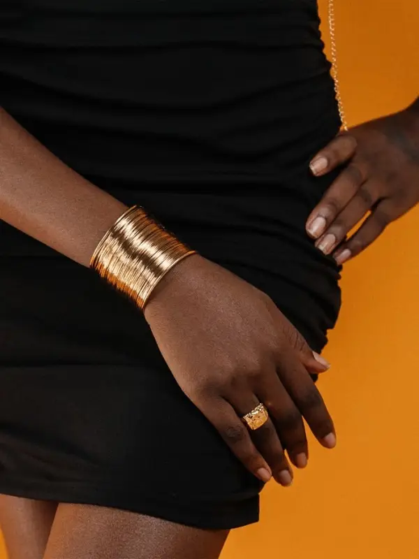 Браслет манжета &laquo;Нити&raquo;, d=6 см, металл, цвет золото