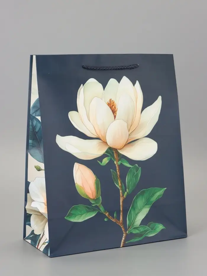 Пакет подарочный ламинированный «Белая магнолия» 26×12×32 см