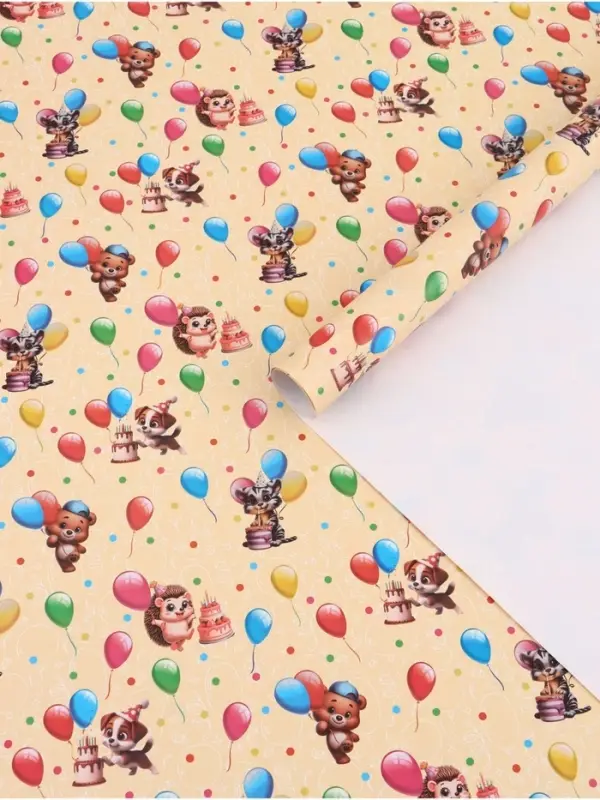 Бумага упаковочная &laquo;Зверята с шарами&raquo;, глянец, 100&times;70 см