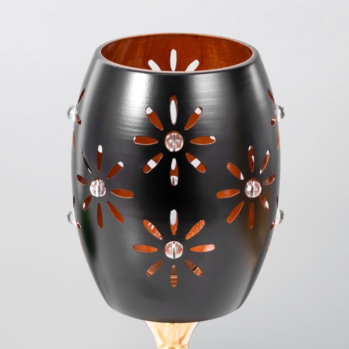 Настольная лампа Настольная лампа "Цветы" E27 40Вт черно-золотой 12х12х24 см RISALUX