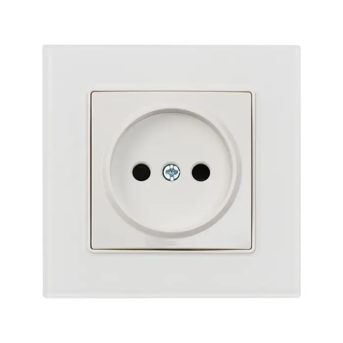 Розетка TOT Glossy Glass, 10 А, стекло, скрытая, одноместная, без заземления, белая