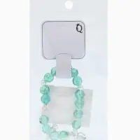 Браслет с подвесками &laquo;Сахарный. Сердце и искра&raquo;, шар № 10/8, d=6 см, зеленый, голубой в серебре