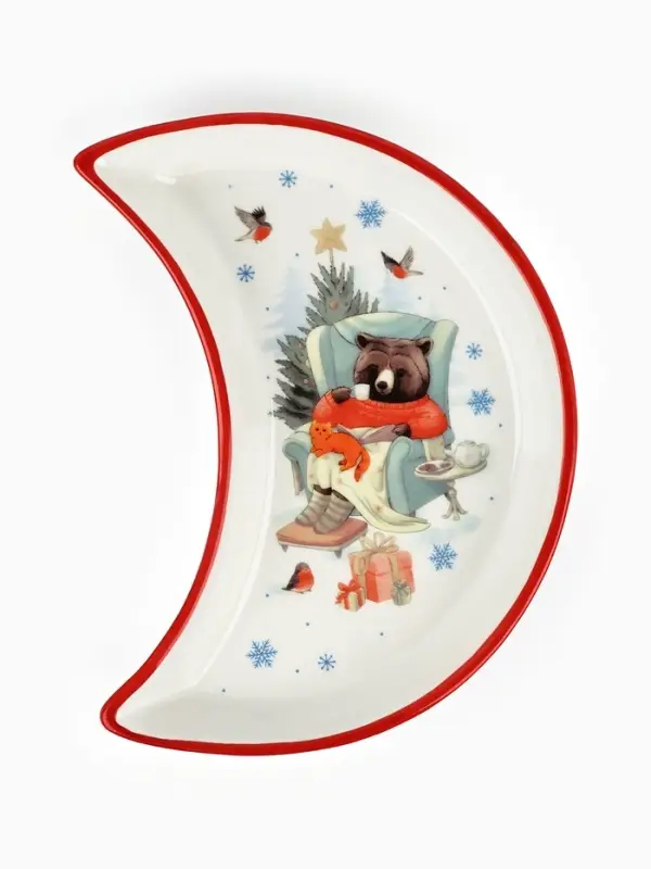 Тарелка новогодняя плоская &laquo;Уютного года&raquo;, 10.5&times;20 см, ручная работа