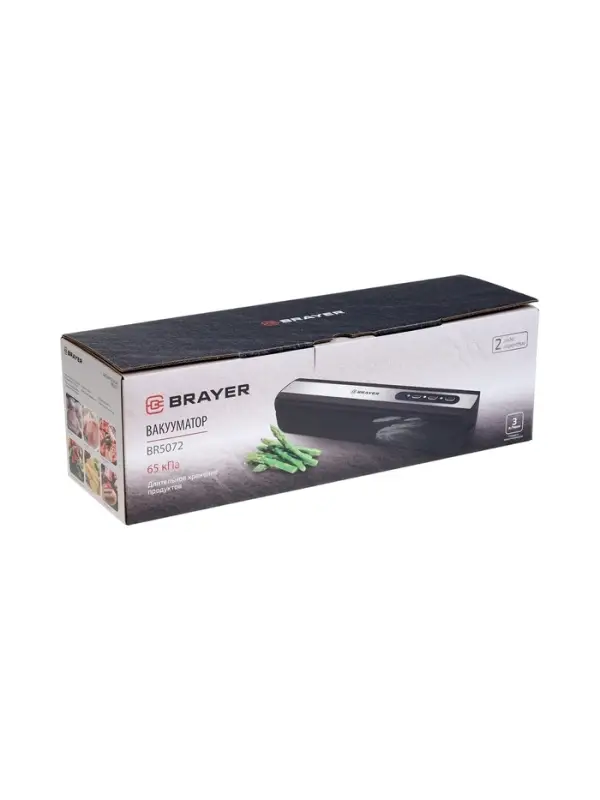 Вакууматор BRAYER 5072BR, 120 Вт, 3 л/мин, 0.65 бар, ширина пакета 29 см, чёрный