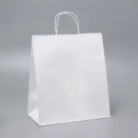 Пакет крафт без печати, белый, крученая ручка, 28&times;15&times;32 см