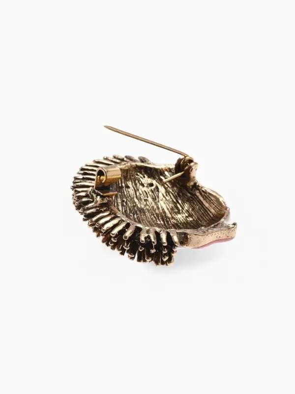 Брошь-кулон &laquo;Ёжик мечтатель&raquo;, белый, розовая в чернёном в золоте