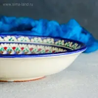 Тарелка узбекская Риштанская Керамика &laquo;Узоры&raquo;, d=20 см, синяя, узор МИКС