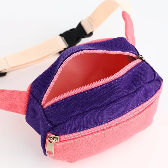 Сумка детская поясная на молнии, наружный карман, розовая, фиолетовая