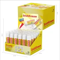 Клей-карандаш, ErichKrause Crystal, PVP, прозрачный, 8 г