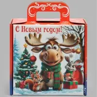 Подарочная коробка новогодняя &laquo;Лосёнок и друзья&raquo; 215&times;180&times;92, для сладких подарков