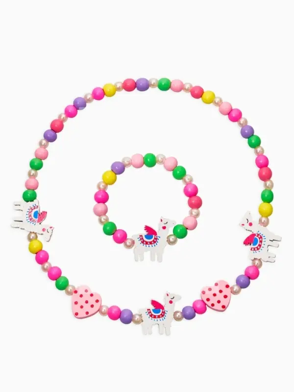 Набор детский &laquo;Выбражулька&raquo; 2 предмета: бусы, браслет, ламы, цветной