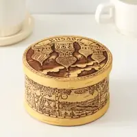 Шкатулка для украшений &laquo;Россия&raquo;, круглая, 12&times;7 см, береста
