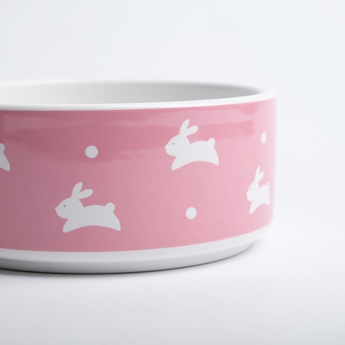 Миска керамическая  Миска керамическая "Зайчики", 300 мл, 13 x 13 x 5 cм, розовая