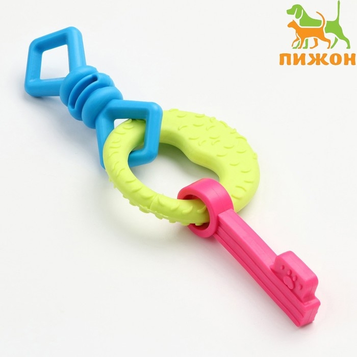 Игрушка жевательная Игрушка жевательная "Всегда вместе!", TPR, 18,5 см, конфета/круг/ключ