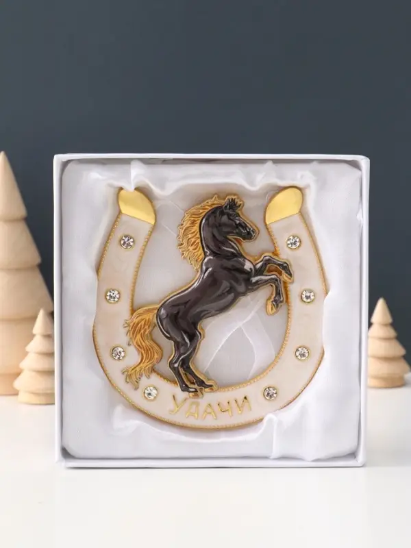 Сувенир-подкова «Удачи»,10,5х10,5х0,05см,  эмаль, стразы