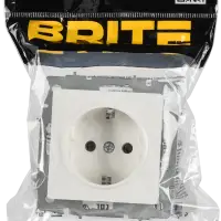 BRITE Розетка 1-местная с заземлением без защитных шторок 16А безвинтовое крепление РС21-1-0-БрБ белый IEK