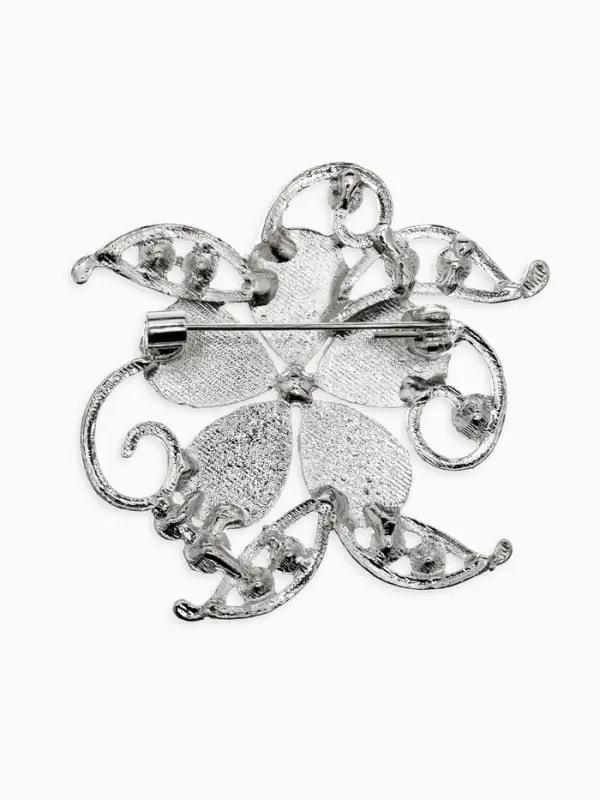 Брошь &laquo;Цветок Незабудка&raquo;, белая, радужный в серебре