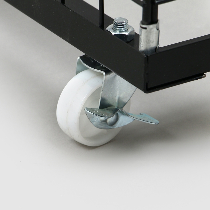 Корзина-накопитель складная, на колесах, 1 полка, 40×40×80 см, цвет чёрный Корзина-накопитель складная, на колесах, 1 полка, 40×40×80 см, цвет чёрный