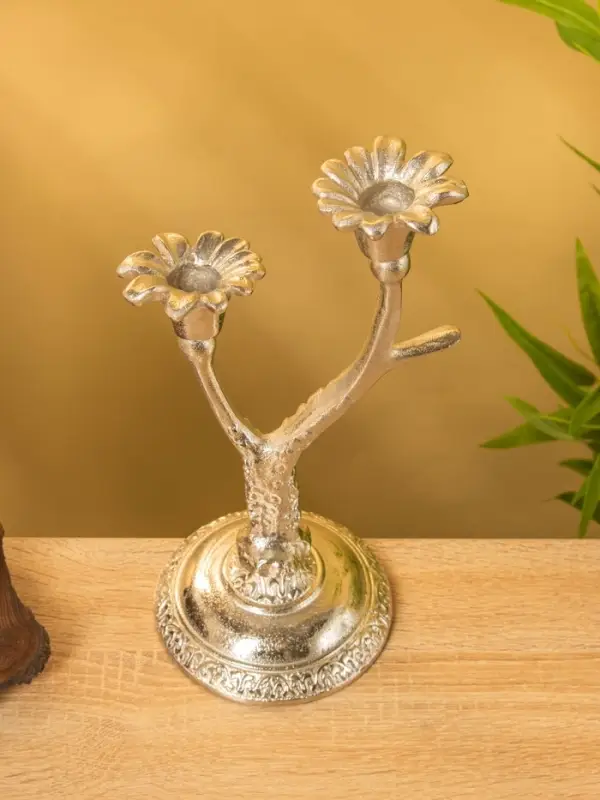 Подсвечник на 2 свечи «Дуэт», 12×15×29 см, алюминий