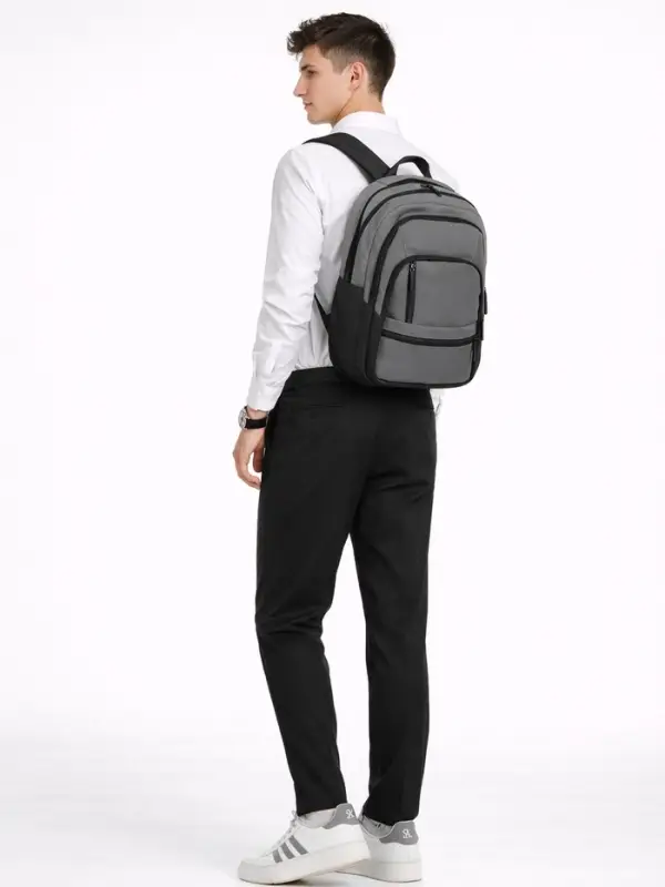 Рюкзак школьный, 2 отделения, 5 карманов, водонепроницаемое дно, 26&times;14&times;39 см, серый