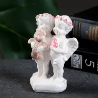 Фигура гипс &laquo;Ангелочки с мишкой на сердце&raquo;, перламутр, 10&times;7&times;5 см