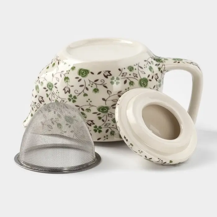 Чайник заварочный &laquo;Виньетки&raquo;, 350 мл, металлическое сито, керамика, зелёный