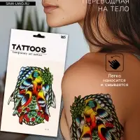 Переводная тату на тело цветная &laquo;Птицы арт&raquo;, 26.1&times;14.6 см