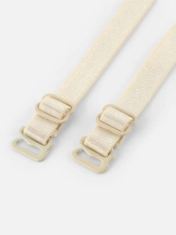 Лямки для бюстгальтера, текстильные, 1 см, 37 см, пара, бежевые Лямки для бюстгальтера, текстильные, 1 см, 37 см, пара, бежевые
