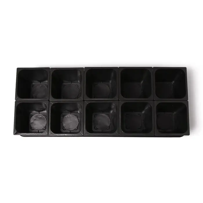 Набор для рассады: стаканы по 1 л (10 шт.), поддон 61&times;23 см, чёрный