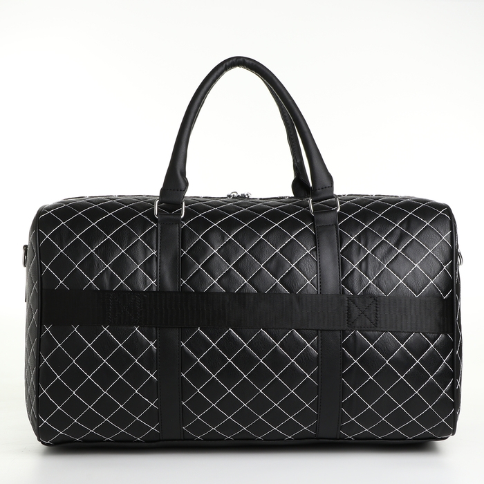 Сумка дорожная на молнии, держатель для чемодана, длинный ремень, цвет чёрный Сумка дорожная на молнии, держатель для чемодана, длинный ремень, цвет чёрный