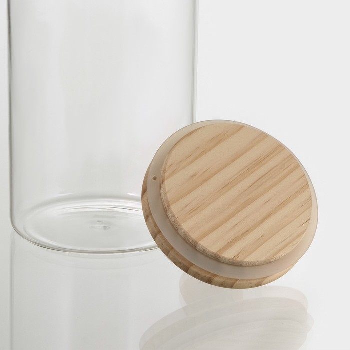 Банка стеклянная для хранения сыпучих продуктов Bella Tenero «Эко», 1,8 л, 10×31 см, с бамбуковой крышкой Банка стеклянная для хранения сыпучих продуктов Bella Tenero «Эко», 1,8 л, 10×31 см, с бамбуковой крышкой