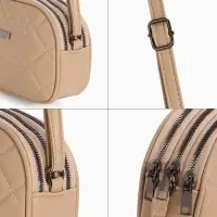 Сумка женская кросс-боди на молнии, 19&times;7&times;15 см, в клетку, бежевая