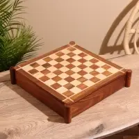Игра настольная 3 в 1, шахматы, домино, кубики, доска 35&times;35 см, дерево шишам