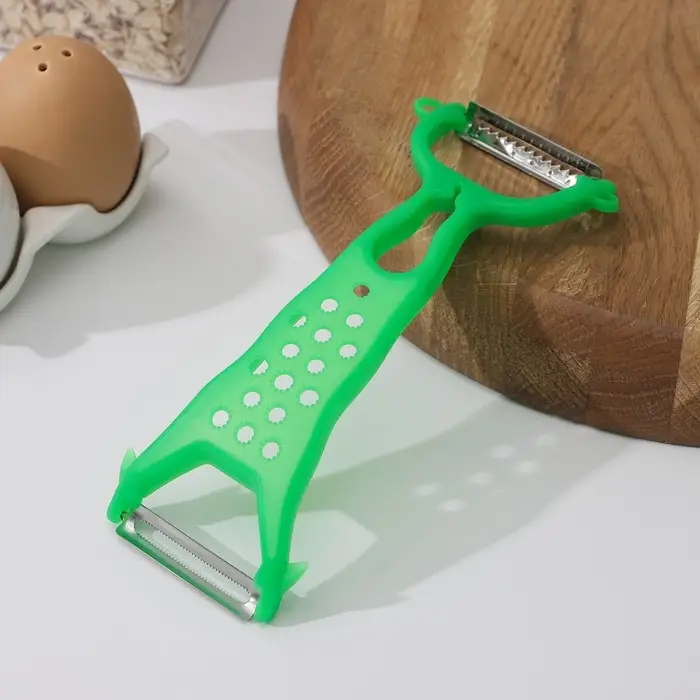 Овощечистка Доляна «Горох», двухсторонняя, 17,5 см, цвет зелёный Овощечистка Доляна «Горох», двухсторонняя, 17,5 см, цвет зелёный