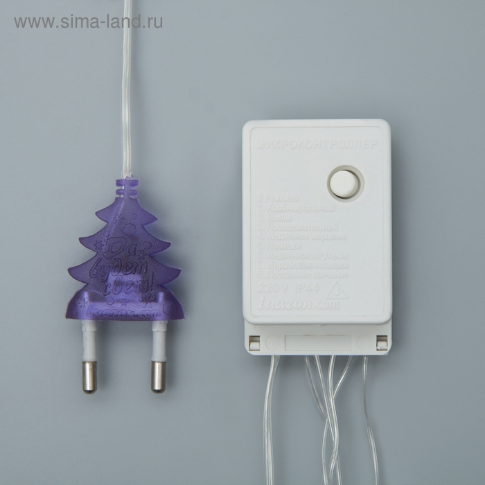 Гирлянда «Нить» 10 м, IP20, прозрачная нить, 100 LED, свечение фиолетовое, 8 режимов, 220 В Гирлянда «Нить» 10 м, IP20, прозрачная нить, 100 LED, свечение фиолетовое, 8 режимов, 220 В