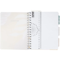 Бизнес-тетрадь 120л,клетка,А5 Flora 2,пласт.обл,серебр.спир,3раздел,линейка